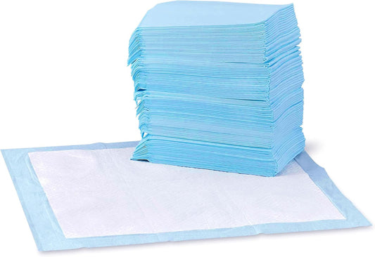 Dog and Puppy Pee Pads, 5-Layer Leak-Proof Super Absorbent, Quick-Dry Surface, Potty Training, Regular (22x22"), 100 Count, Blue & White
