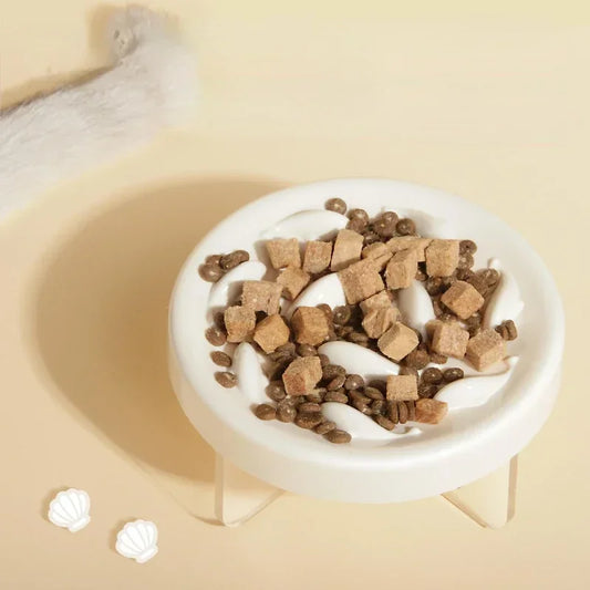Raised Anti-Choke Cat Food Bowl Slow Feeder for Cats