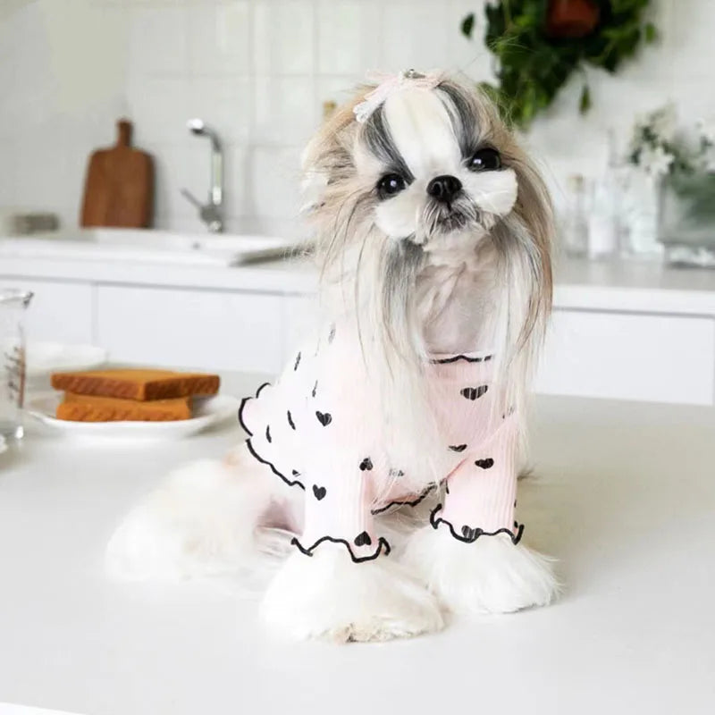 Autumn Winter Pet Vest Cute Heart Print Dog Clothes