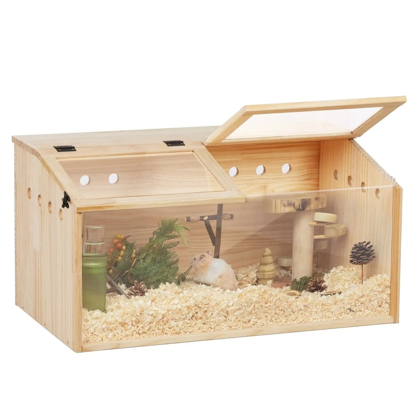 Wooden Hamster Cage Hutch Small Animal Hideout with Top