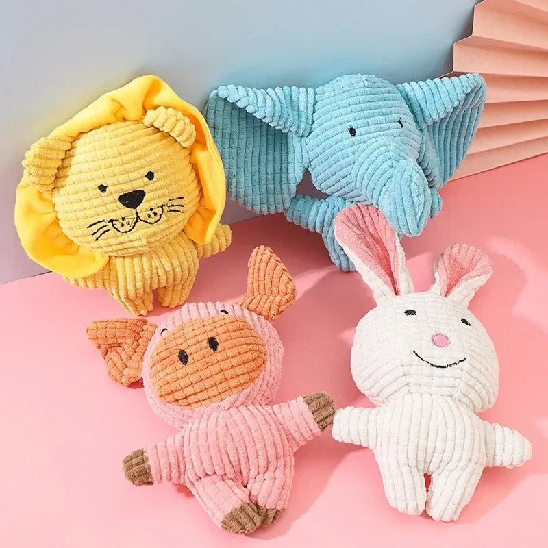 Plush Dog Toys Bite-Resistant Squeaky Cute Animal Shapes