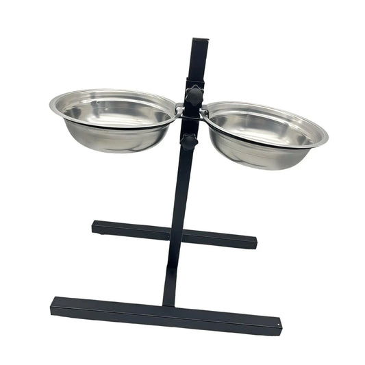 Adjustable Height Raised Pet Feeding Station with Food Water Bowls