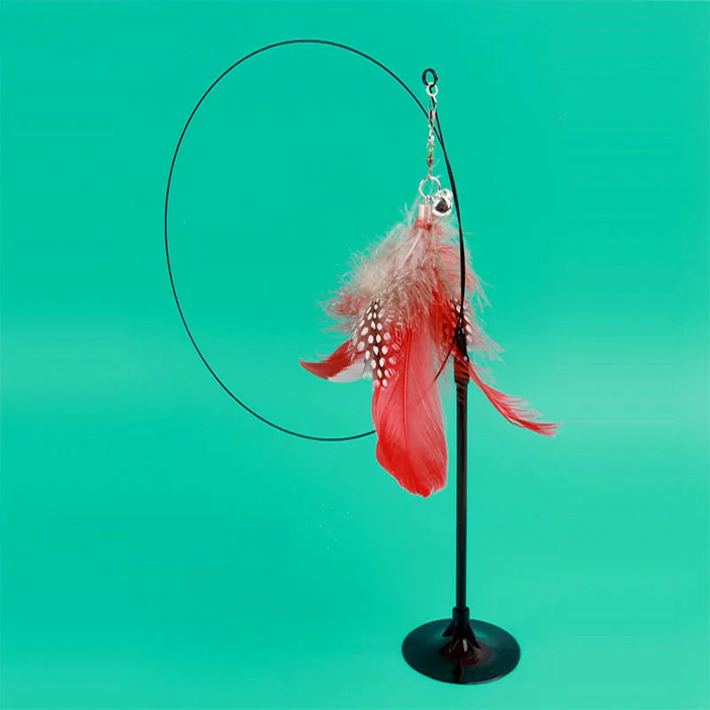 Funny Kitten Play Wand Toy Colorful Feather with Bell