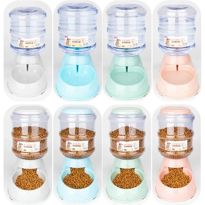 Large Capacity Pet Feeder Bowls with Automatic Water Dispenser
