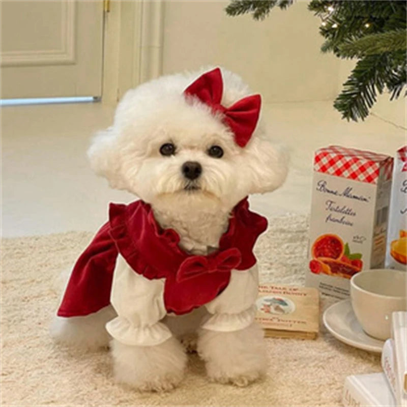 Warm Red Knit Dog Sweater Halloween Clothes for Pets