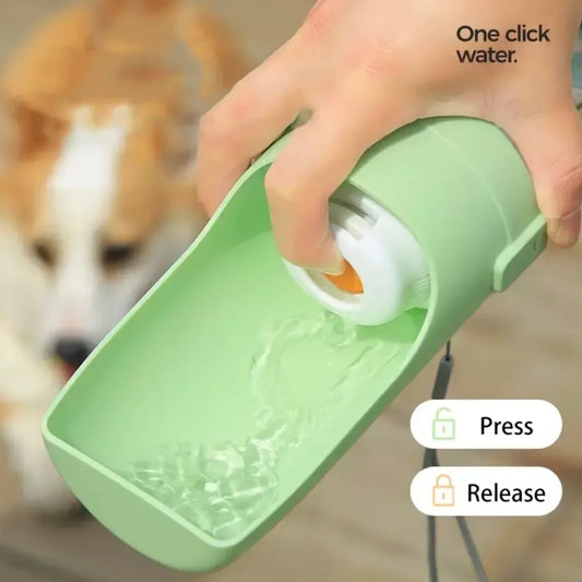 Foldable Outdoor Pet Drinking and Feeding Bottle 2-in-1