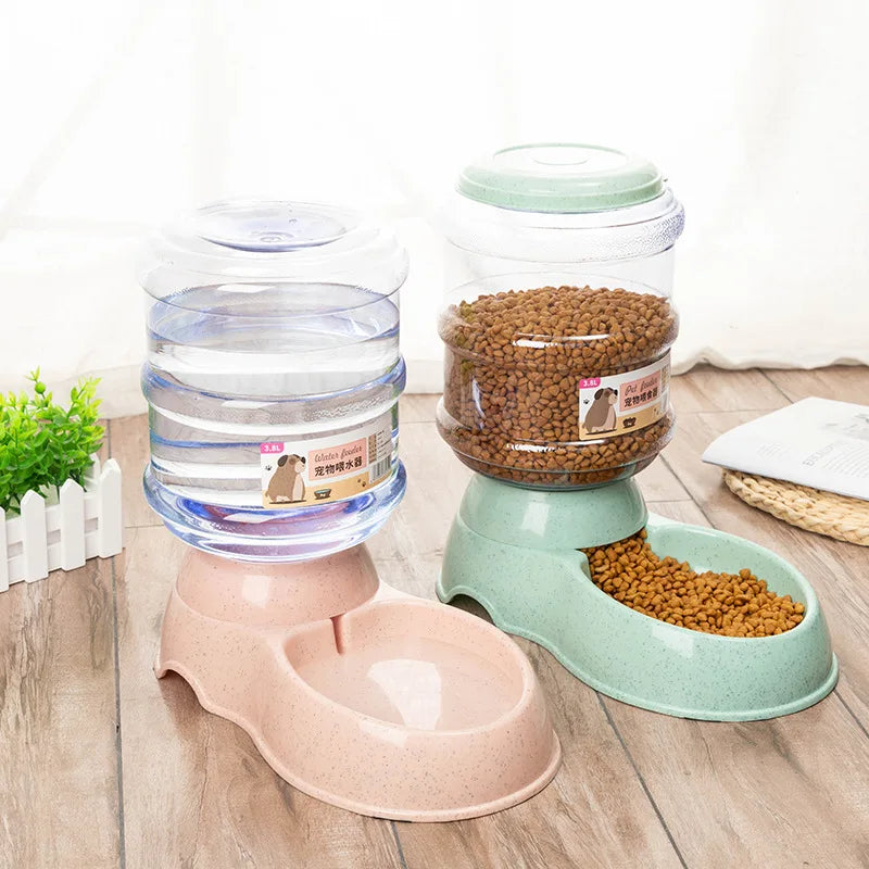 Large Capacity Pet Feeder Bowls with Automatic Water Dispenser