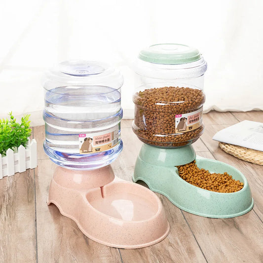 Large Capacity Pet Feeder Bowls with Automatic Water Dispenser
