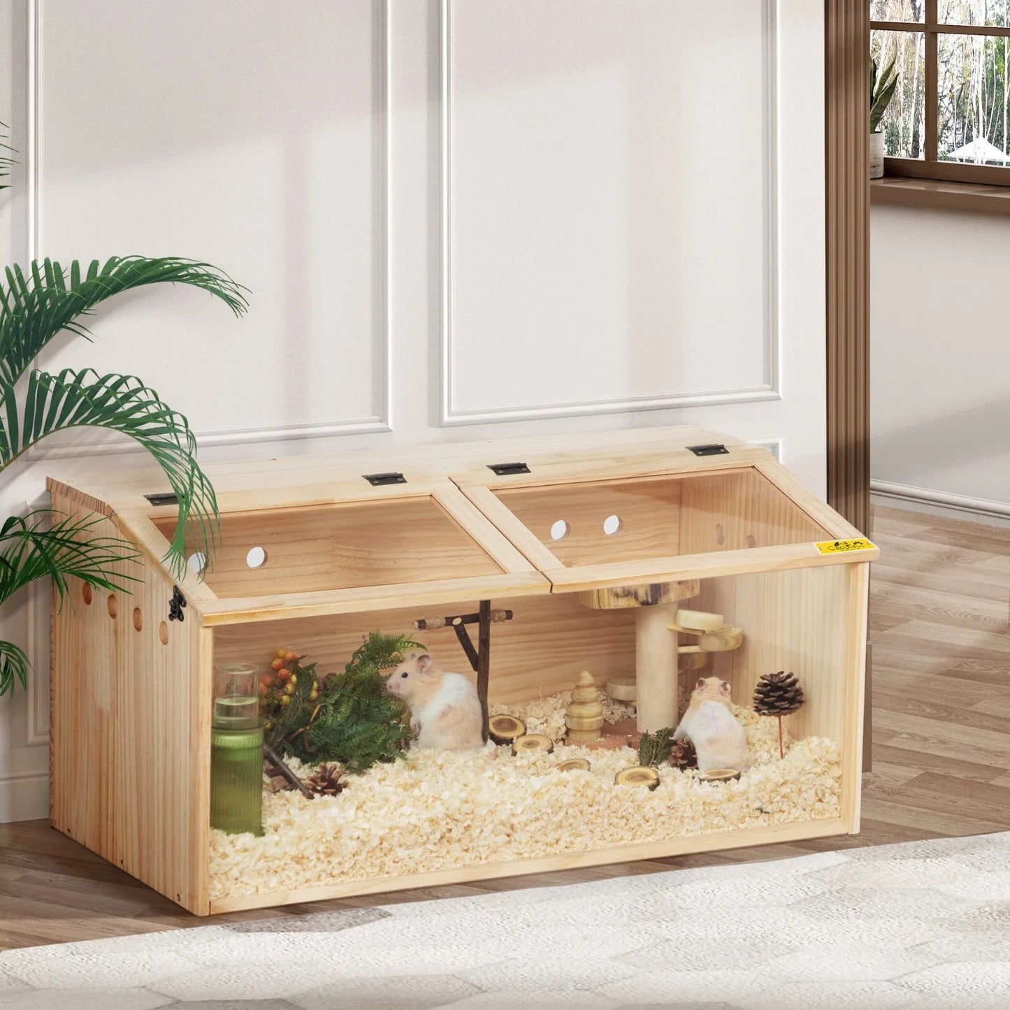 Wooden Hamster Cage Hutch Small Animal Hideout with Top