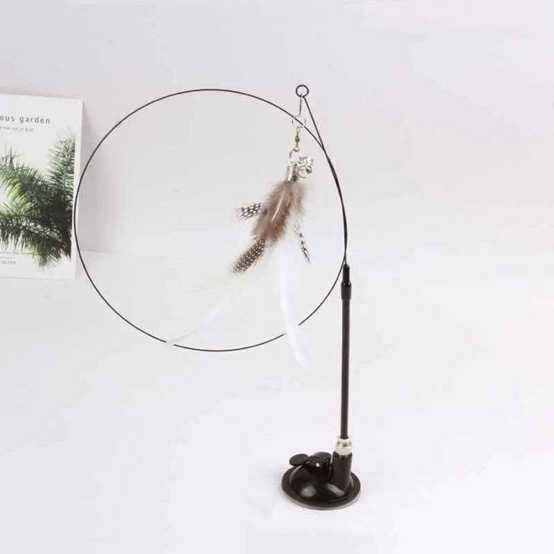 Funny Kitten Play Wand Toy Colorful Feather with Bell