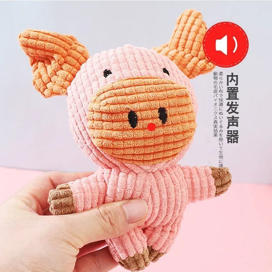 Plush Dog Toys Bite-Resistant Squeaky Cute Animal Shapes