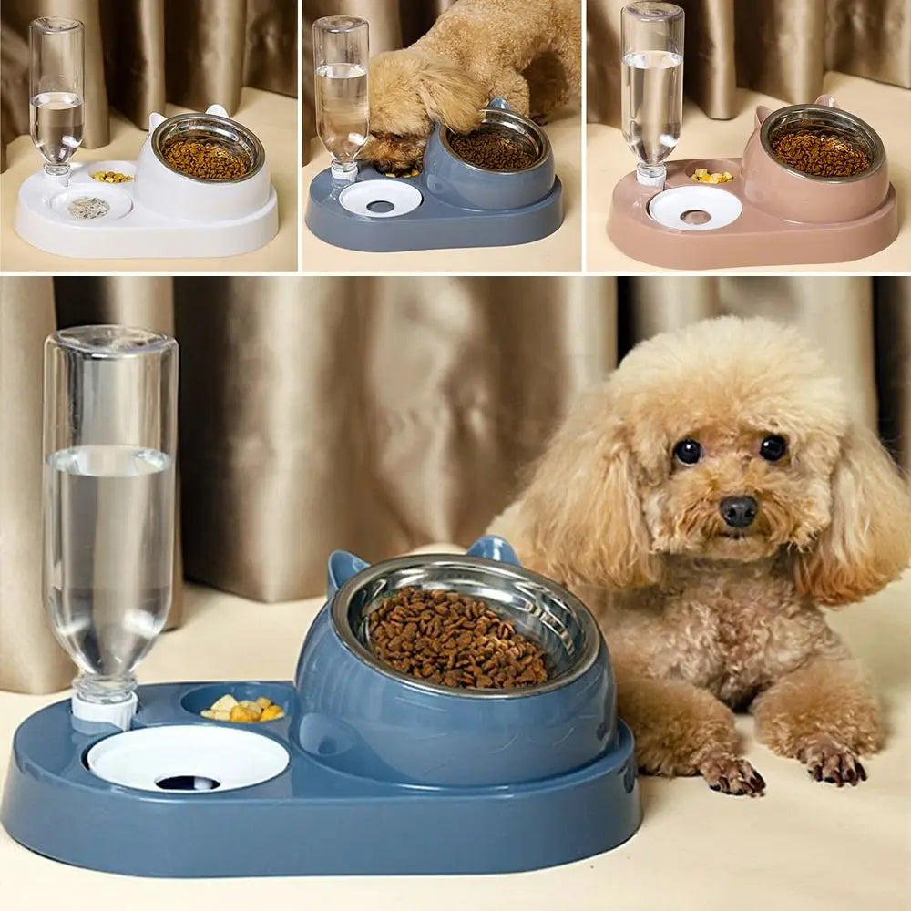 Pet Food Water Container 2-in-1 Dispenser for Cats Dogs