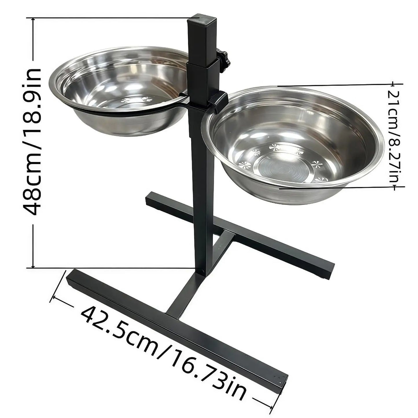 Adjustable Height Raised Pet Feeding Station with Food Water Bowls