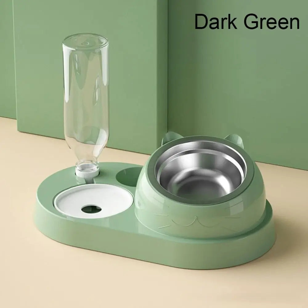 Pet Food Water Container 2-in-1 Dispenser for Cats Dogs