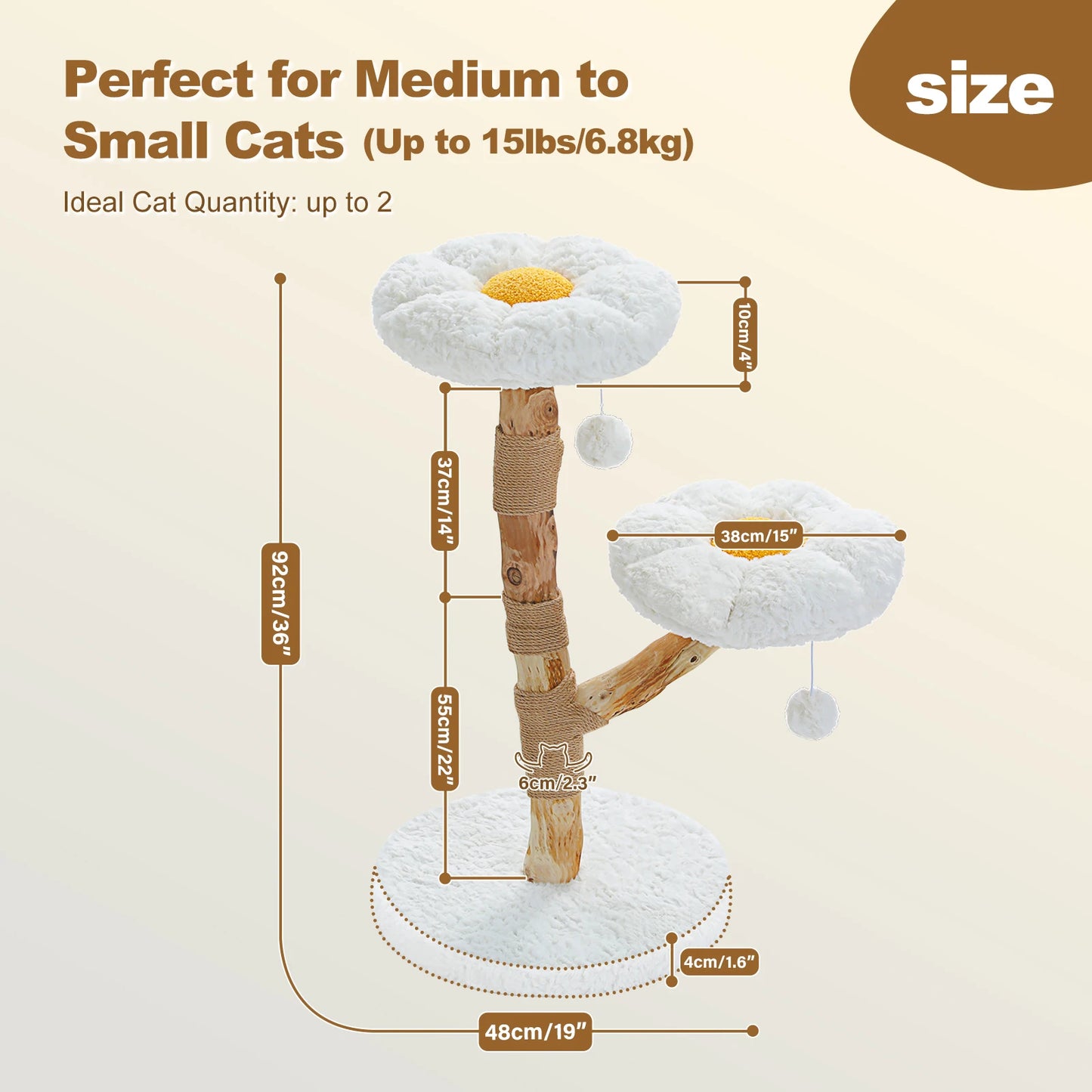 Flower Cat Tree Indoor Modern Wood Tower with Perches