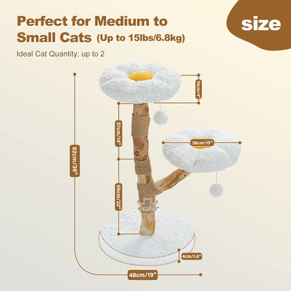 Flower Cat Tree Indoor Modern Wood Tower with Perches