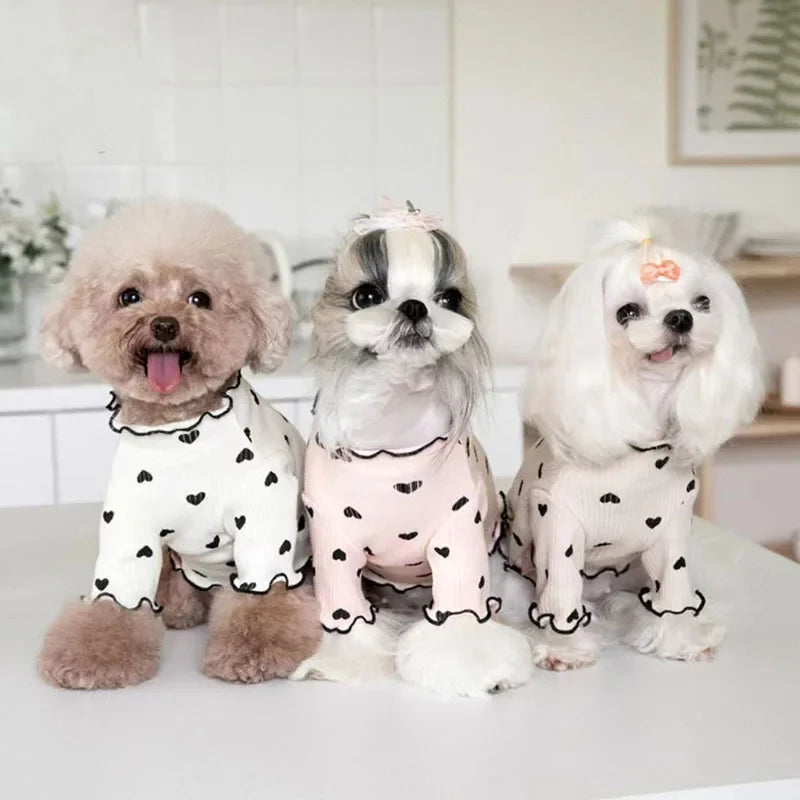Autumn Winter Pet Vest Cute Heart Print Dog Clothes