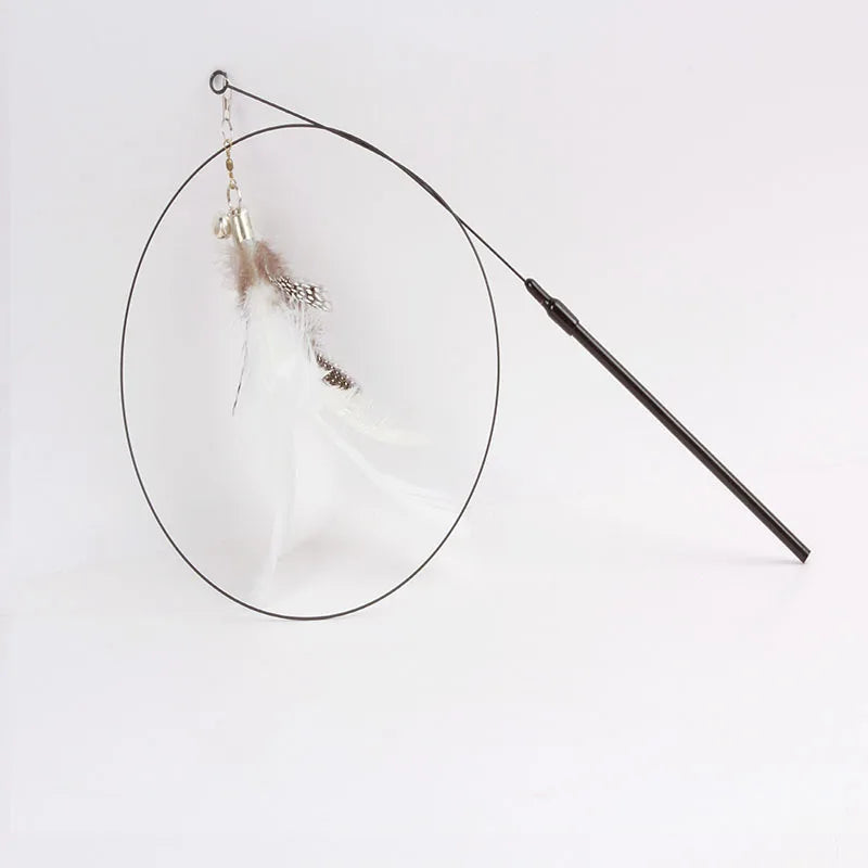 Funny Kitten Play Wand Toy Colorful Feather with Bell